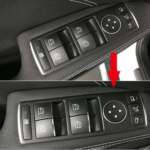 Black glitter decorative plastic cover sticker for a car window lift button.