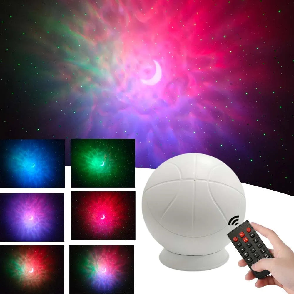 Remote control nebula projection LED starry sky light, planet-shaped night light, 120x120x125mm, black or white appearance, with remote control