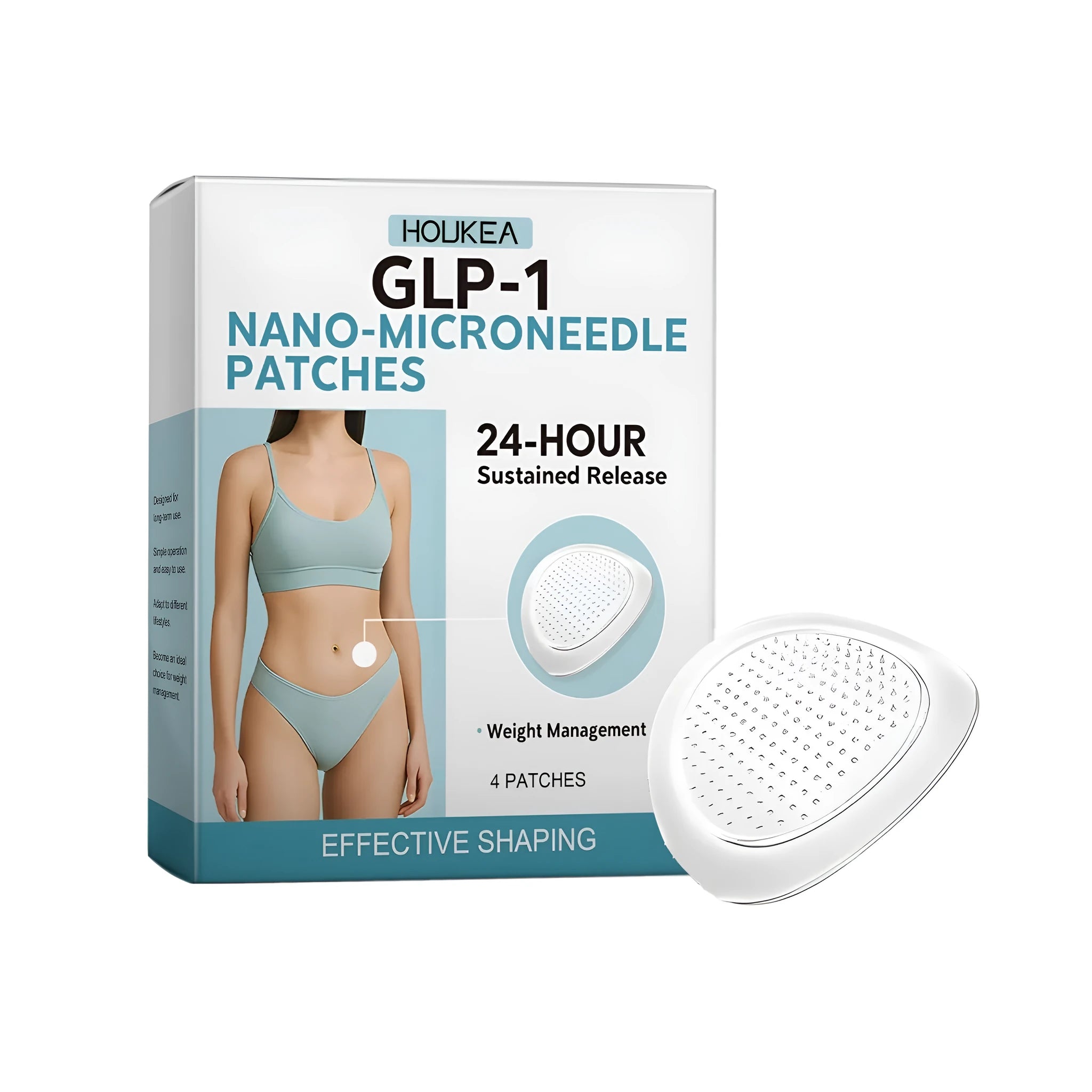 Four nano-microneedle anti-wrinkle patches in open packaging