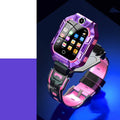 Children's smartwatch with GPS tracking and 4G connectivity in green or purple colours