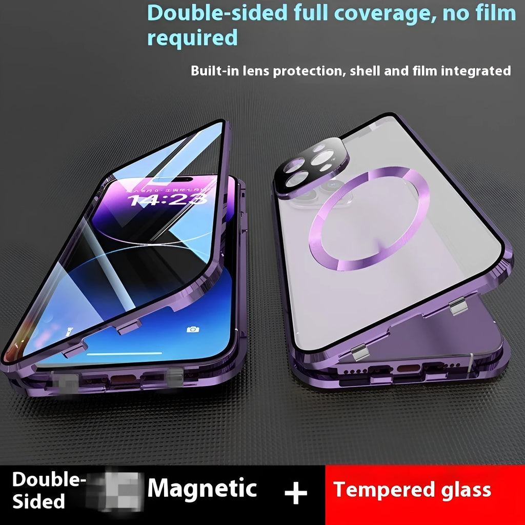 Magnetic metal phone case for Apple iPhone with shockproof anti-fall protection in black colour
