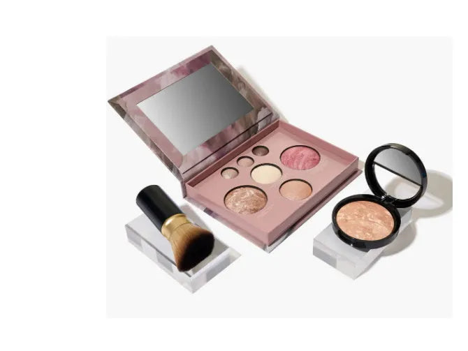 Three-piece makeup organiser tray set with compartments for cosmetics storage, weighing 195g total