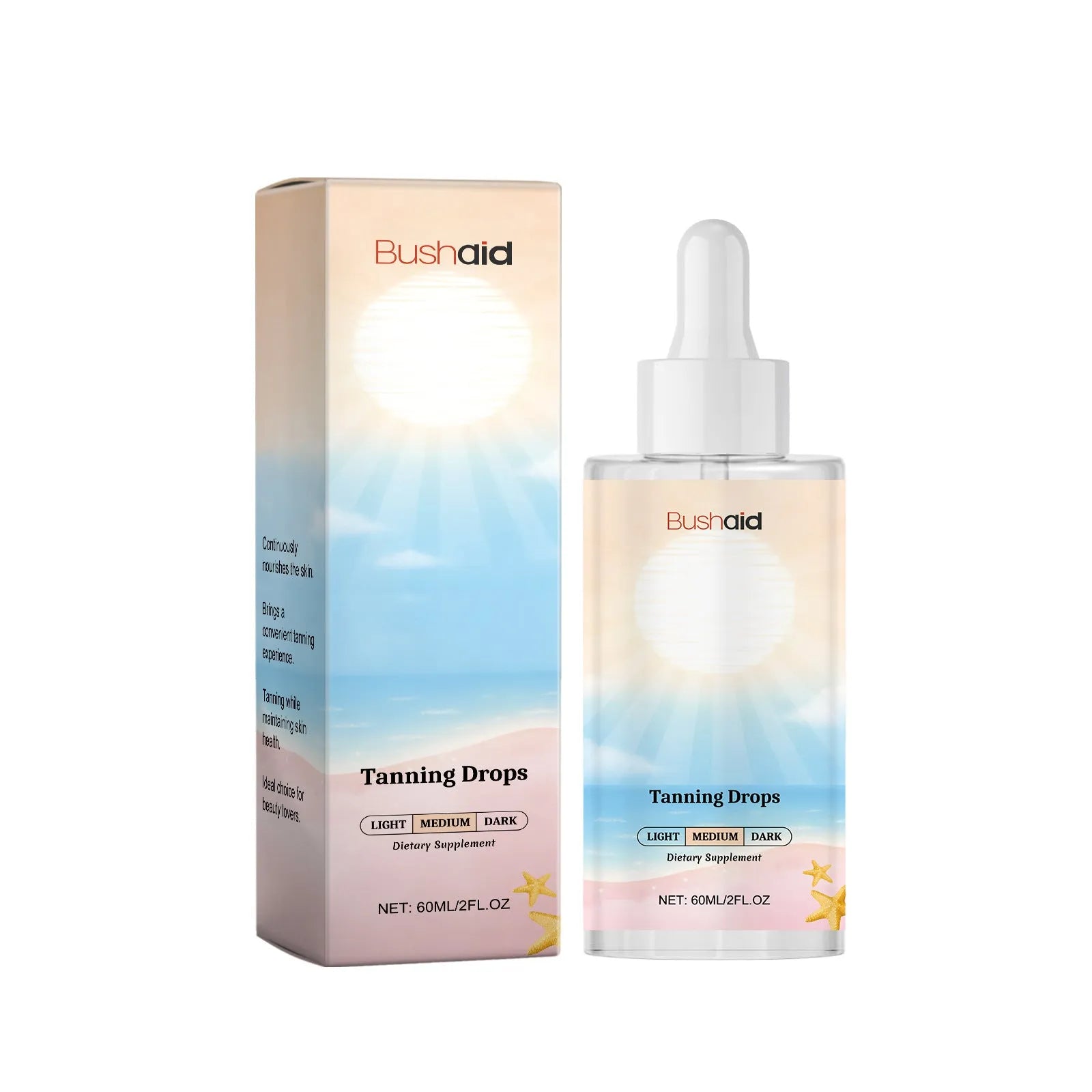 No Sunlight tanning drops in a 60ml pump bottle for face and body application.