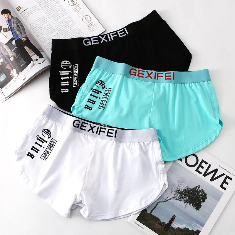 Men's cotton boxer briefs in solid colours with mid-waist design and plus size options