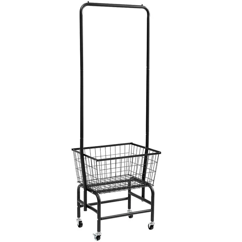 White iron single rod pulley storage car for hanging clothes in a wardrobe