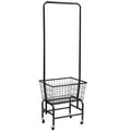 White iron single rod pulley storage car for hanging clothes in a wardrobe
