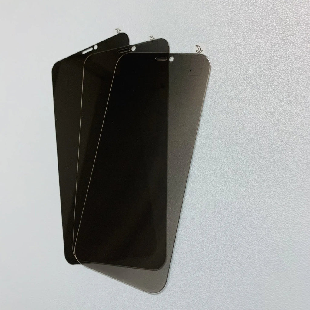 Full screen anti peeping tempered glass film for iPhone showing privacy angle effect
