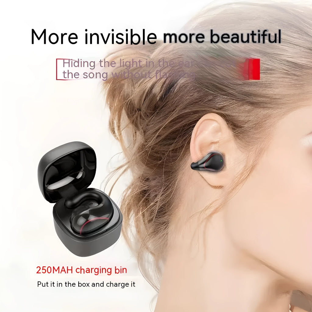 Mini Bluetooth invisible in-ear wireless sports headset with digital display charging case in Iron Gun Gray