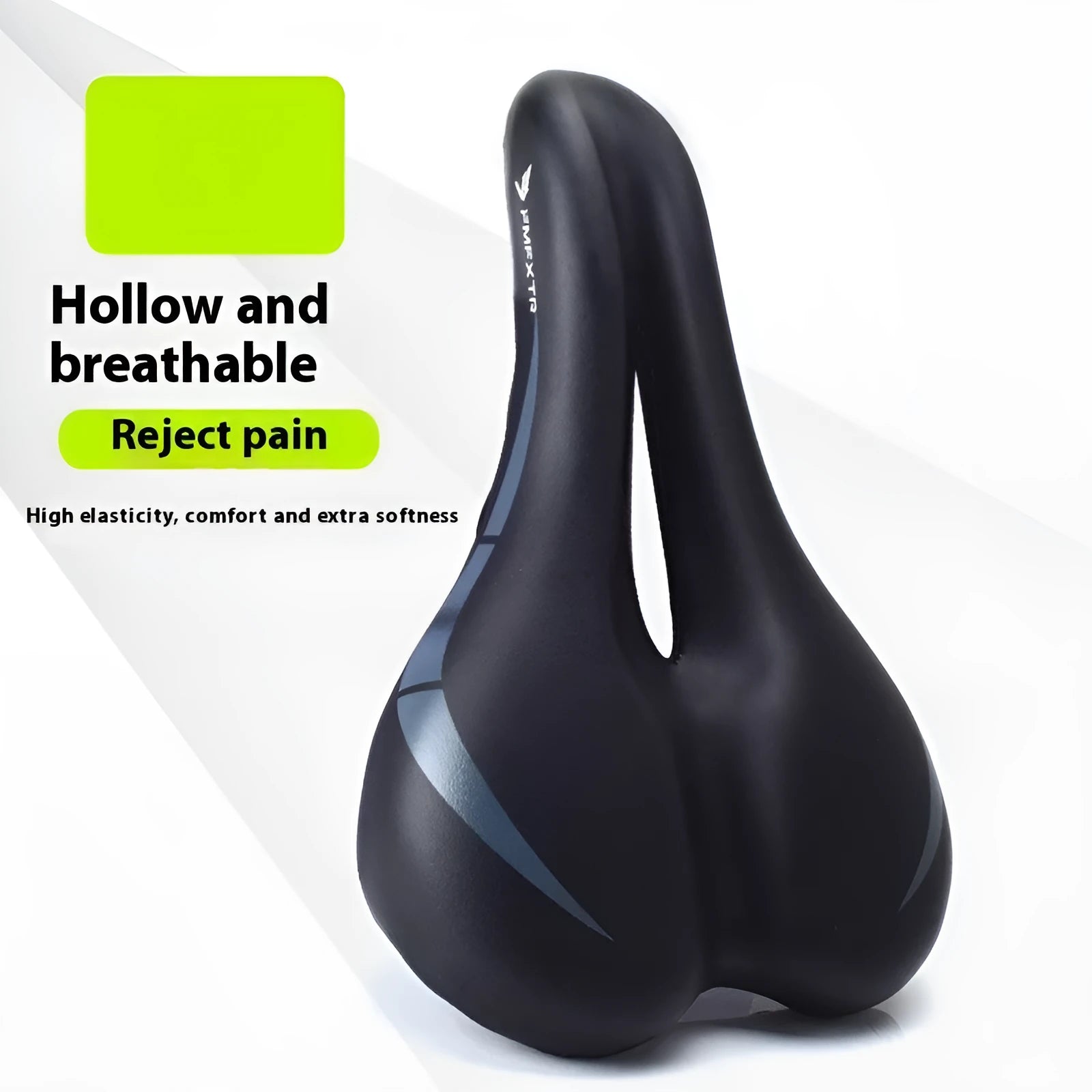Breathable PU leather bicycle seat cushion with hollow design, dimensions 270mm by 180mm.