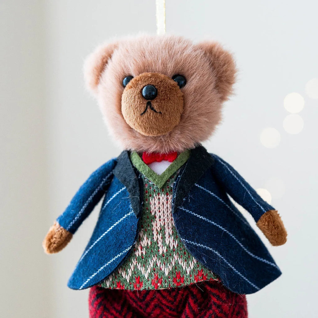Cotton plush couple bear doll with plaid suit in princess bear or gentleman bear colour options