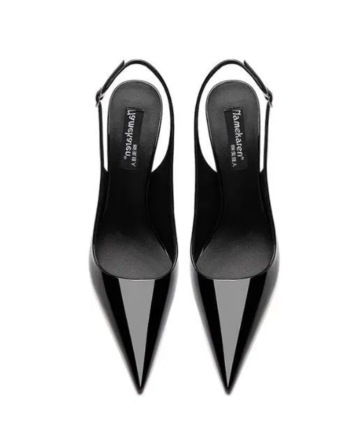 Women's nude ankle-strap high heels with hollow design and button fastening