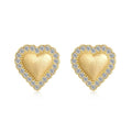 925 silver heart-shaped stud earrings 11.3x11.5mm white finish on ear