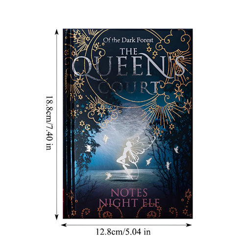 Blue and purple A5 hardcover notebooks with luminous fluorescent covers, open to show full-colour illustrated pages.