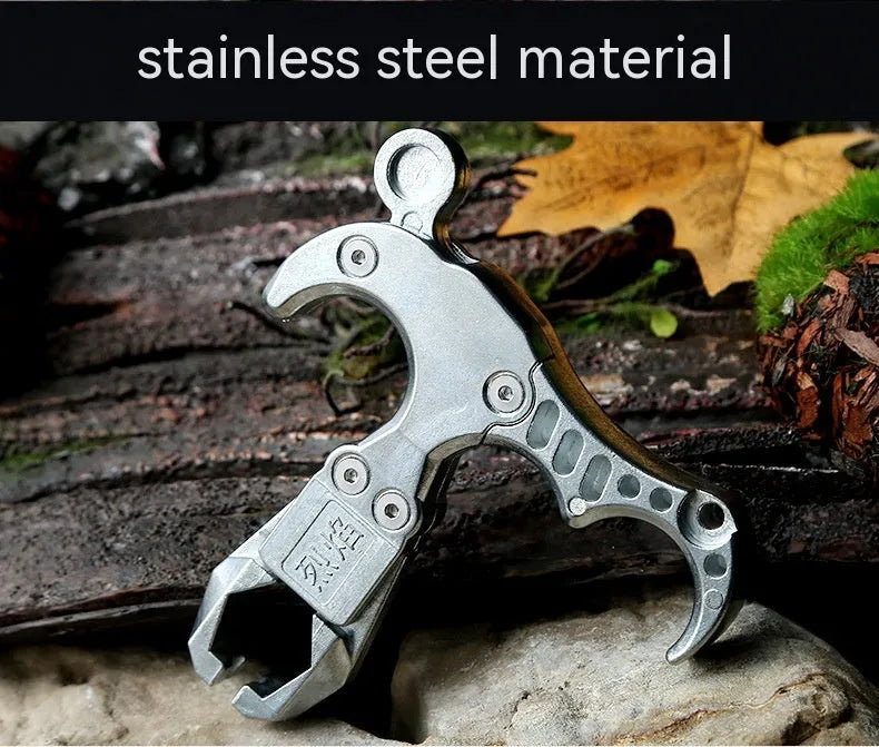 Zinc alloy fishing release aid with a two-axis harpoon clip and stainless steel components.