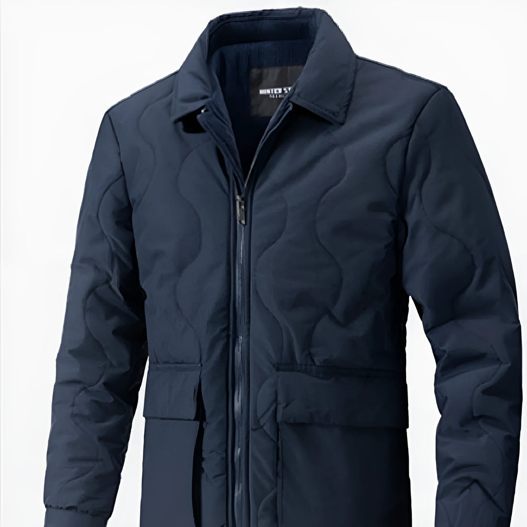 Men's casual solid colour jacket in chemical fibre blend, army green, front view