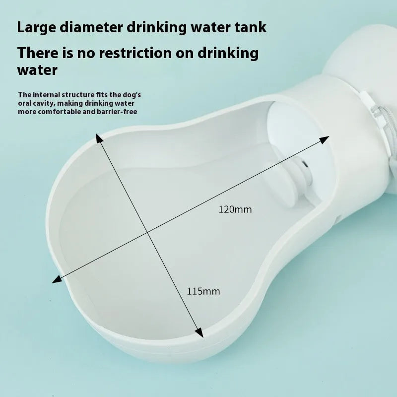 Folding silicone pet drinking cup shown collapsed and expanded for portable outdoor use