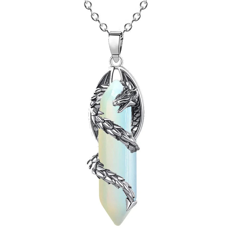 Fashion crystal flying dragon pendant necklace in amethyst colour with polished finish on a chain