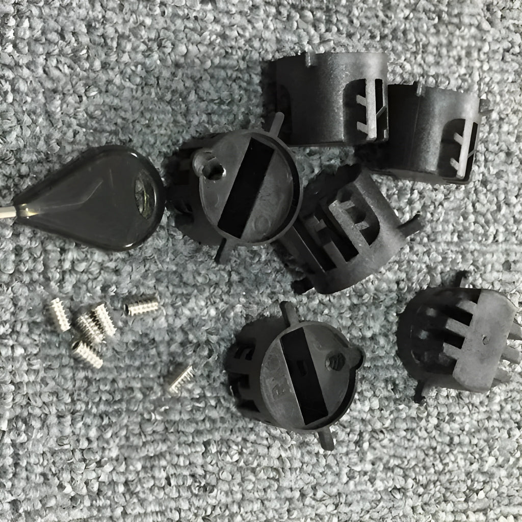 Set of six black PVC G5 tail rudder round cups for surfboard replacement