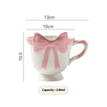 Original design ceramic heart bow mug in black pink or white powder colour with 301-400ml capacity