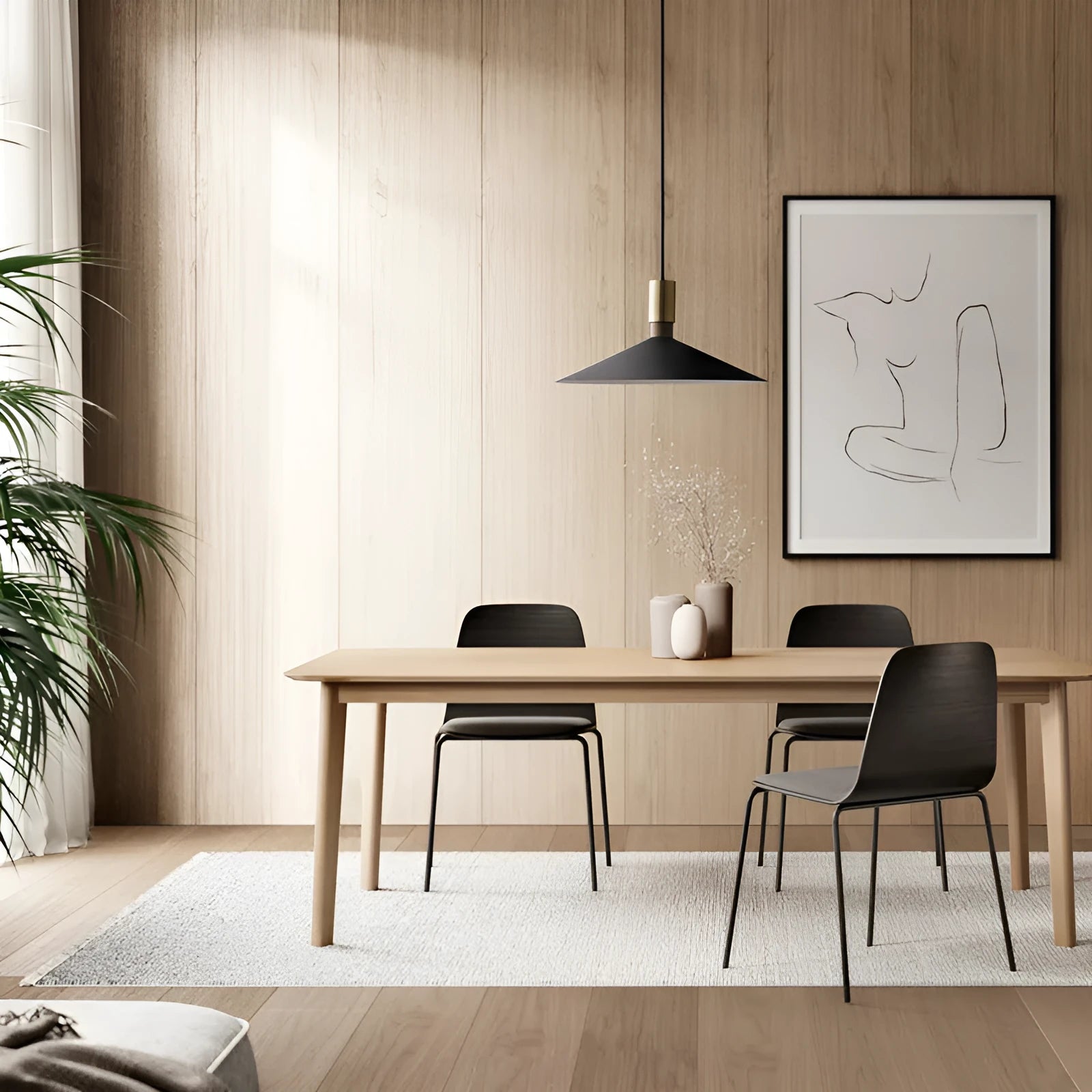 Minimalist single-headed round bar dining table lamp in iron, shown in a grey finish.