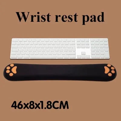 Memory foam keyboard wrist support pad in wine red colour, showing its 46cm length and non-slip base.