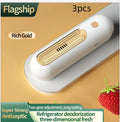 USB ozone air purifier and refrigerator deodorizer in gold, silver, or purple, for spaces under 10 sqm, below 36dB