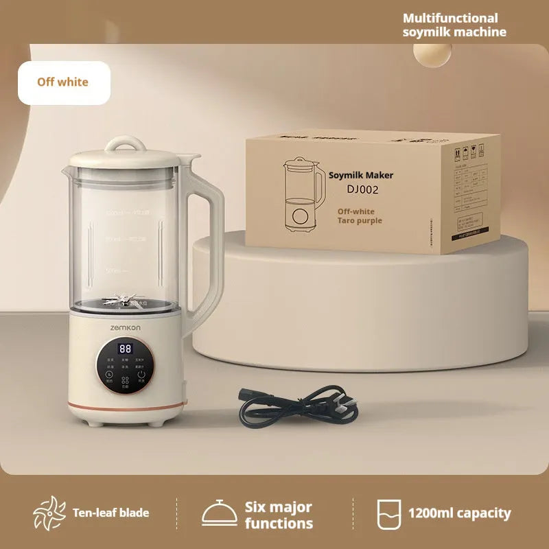 Cytoderm automatic soybean milk maker with glass jug in milky white or light purple.