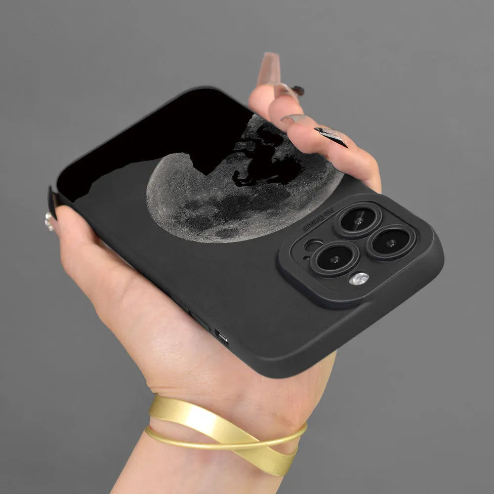 Black TPU soft phone case with monster design and all-inclusive lens cover for Apple iPhone