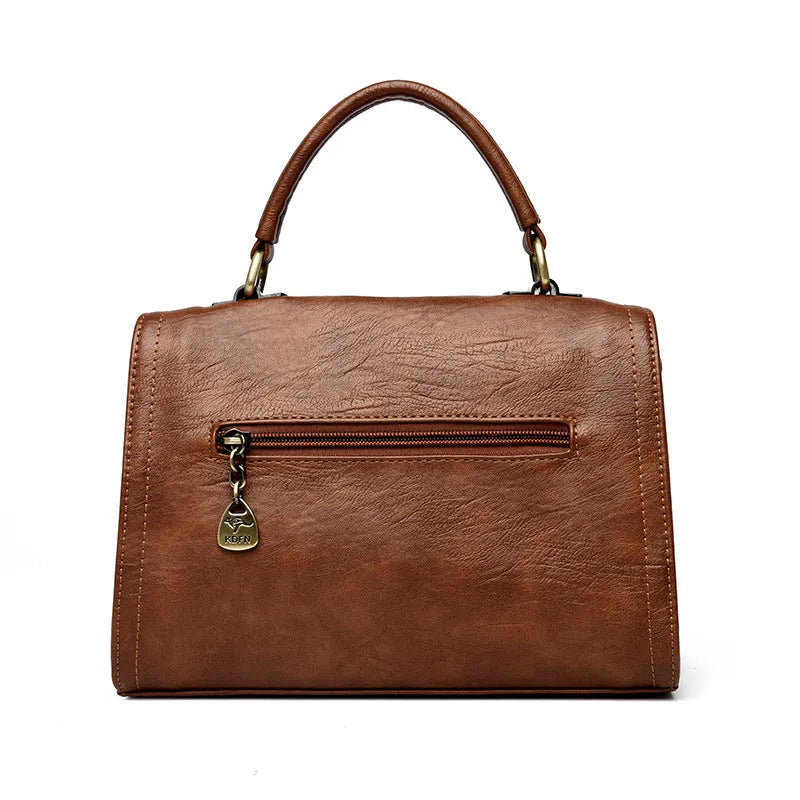 Women's retro style crossbody bag in six colour options with sandwich pocket design