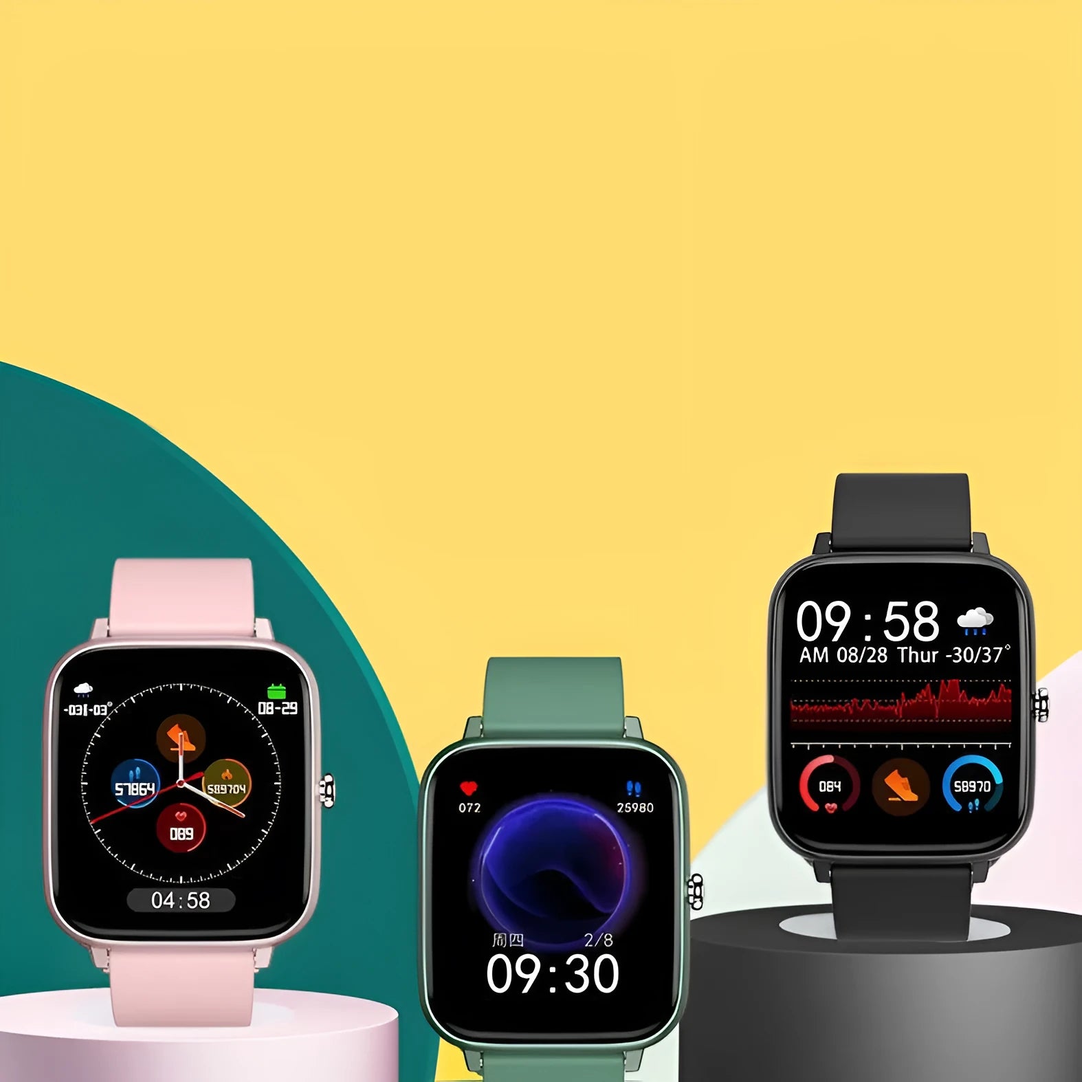 Smartwatch with Bluetooth calling and full touch screen in pink colour on wrist