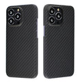Dull Black Kevlar fibre iPhone case with Magsafe magnet for models 14, 13, 12, 11, and X.