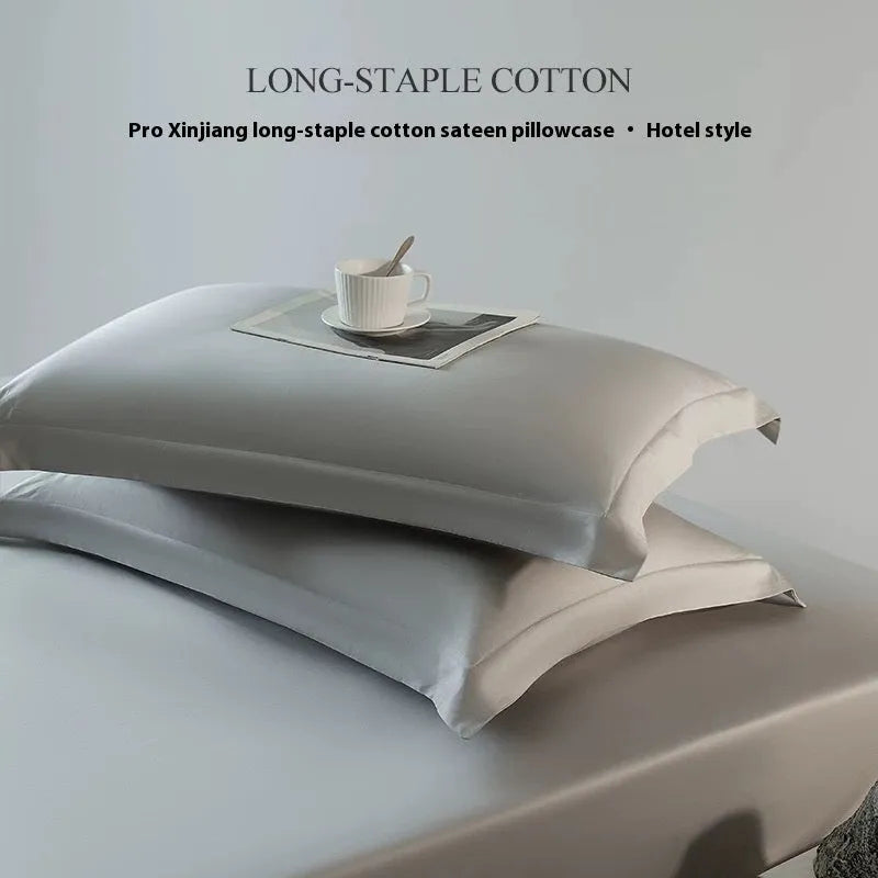 Solid colour long-staple cotton pillowcase 48 x 74 cm with twill weave and reactive print finish
