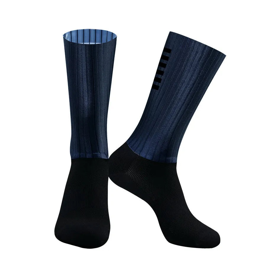 Athletic sports socks for running and cycling in orange, black, purple, white, grey or dark blue