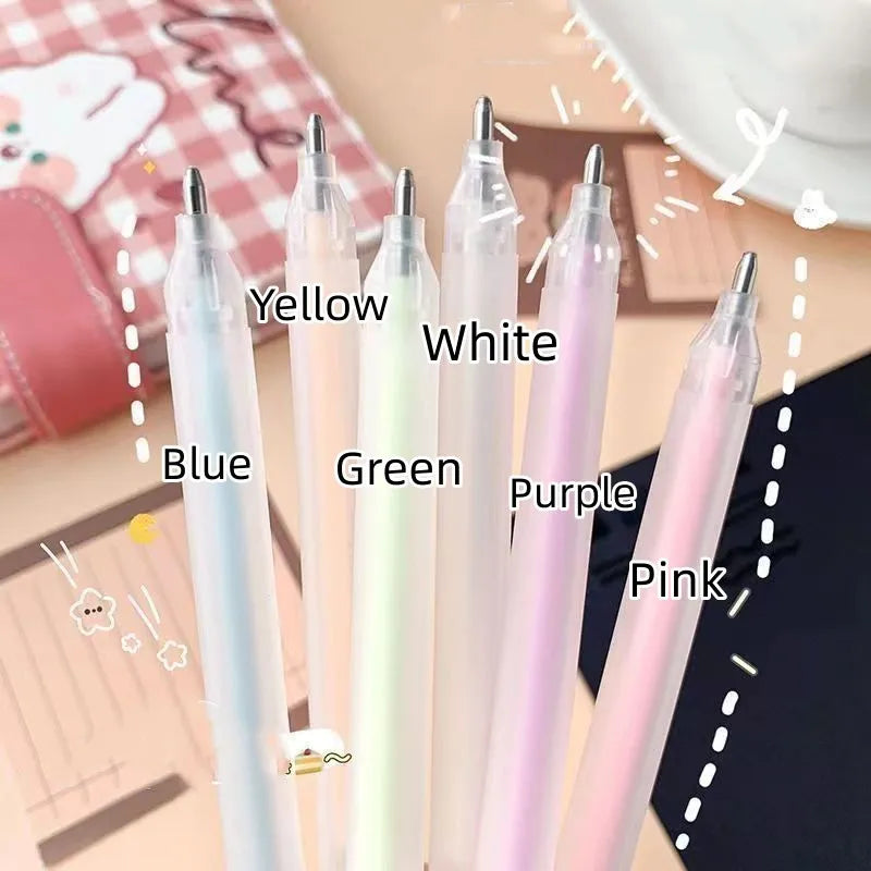 Plastic macaroon colour dispensing pen with cap-pulling mechanism in assorted colours