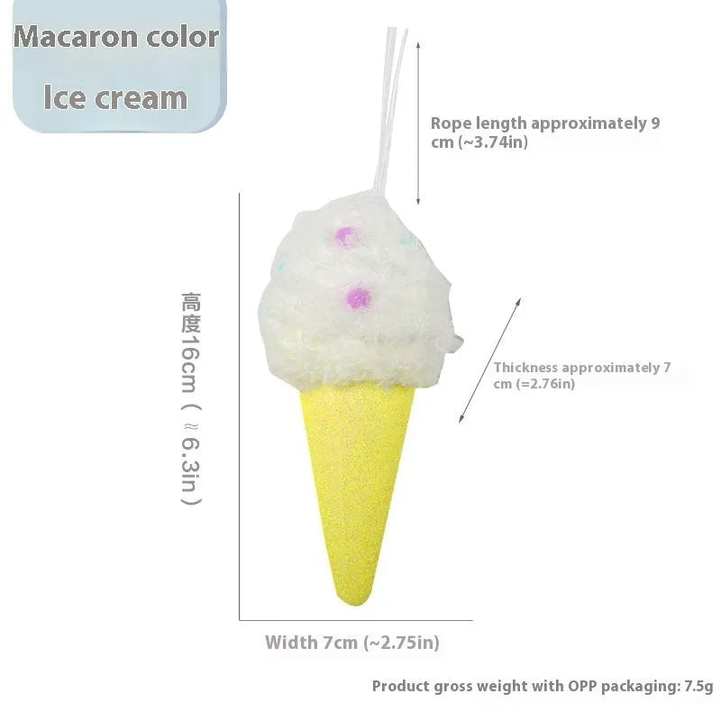 Foam Christmas macaron colour series pendant in ice cream shape, pink colour, hanging on a Christmas tree branch