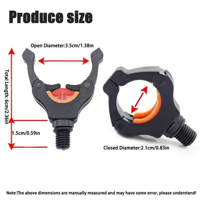 European-style fishing rod bracket with nylon plastic clamp and stainless steel head, black colour