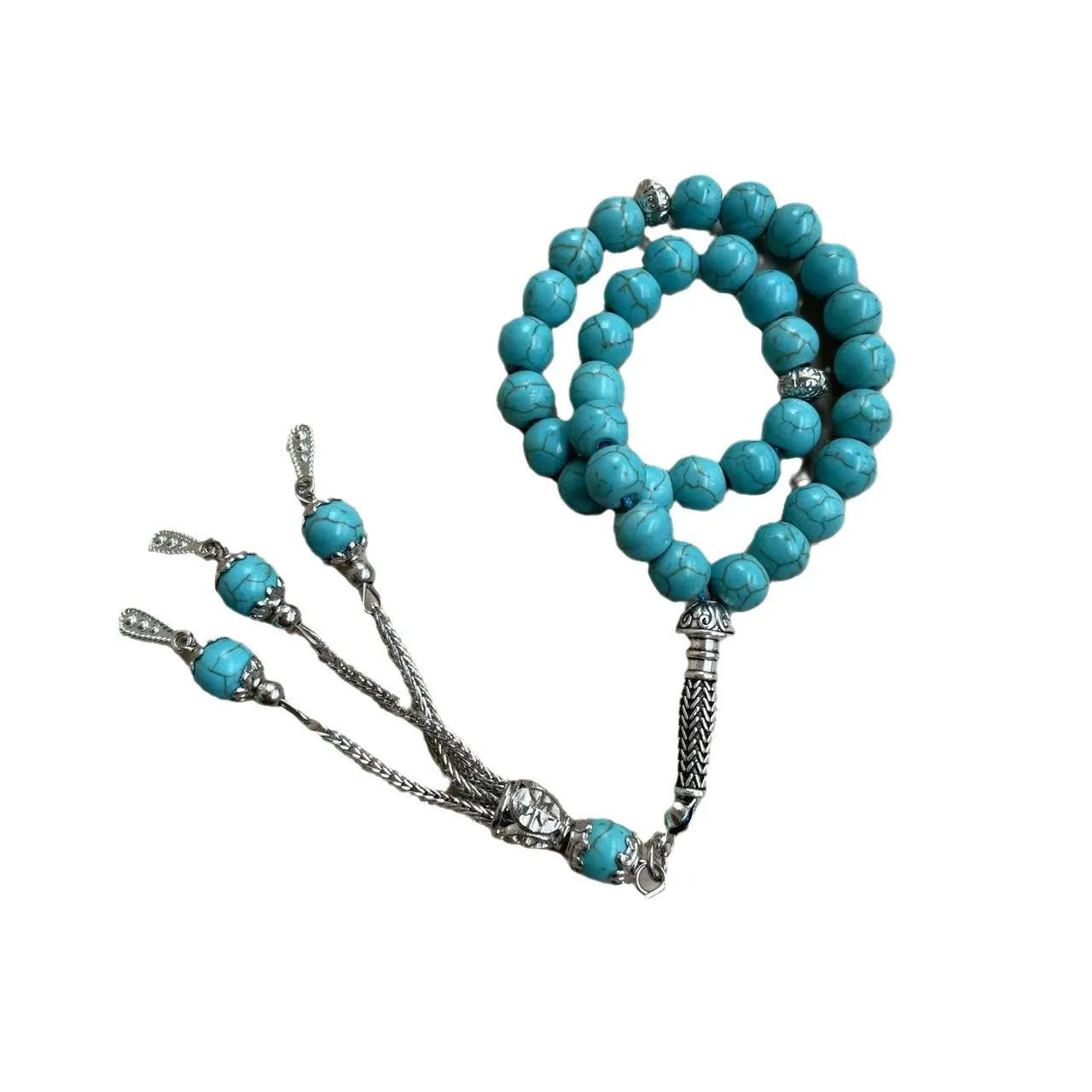 Sky blue handmade stone Muslim prayer bracelet with 8mm beads.