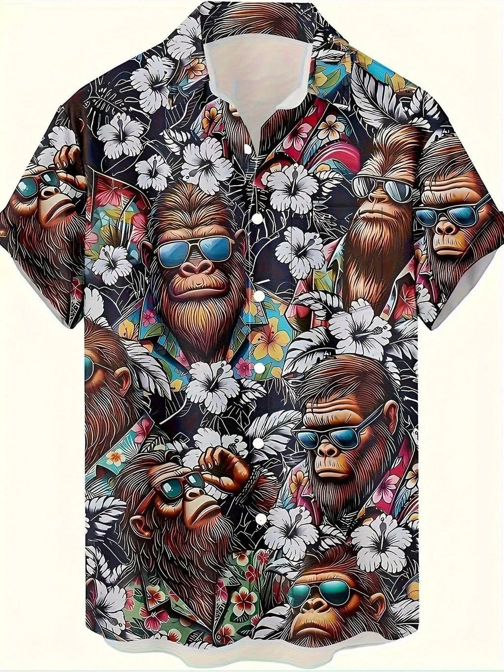 Men's 3D floral print short sleeve shirt in loose cardigan fit for summer wear