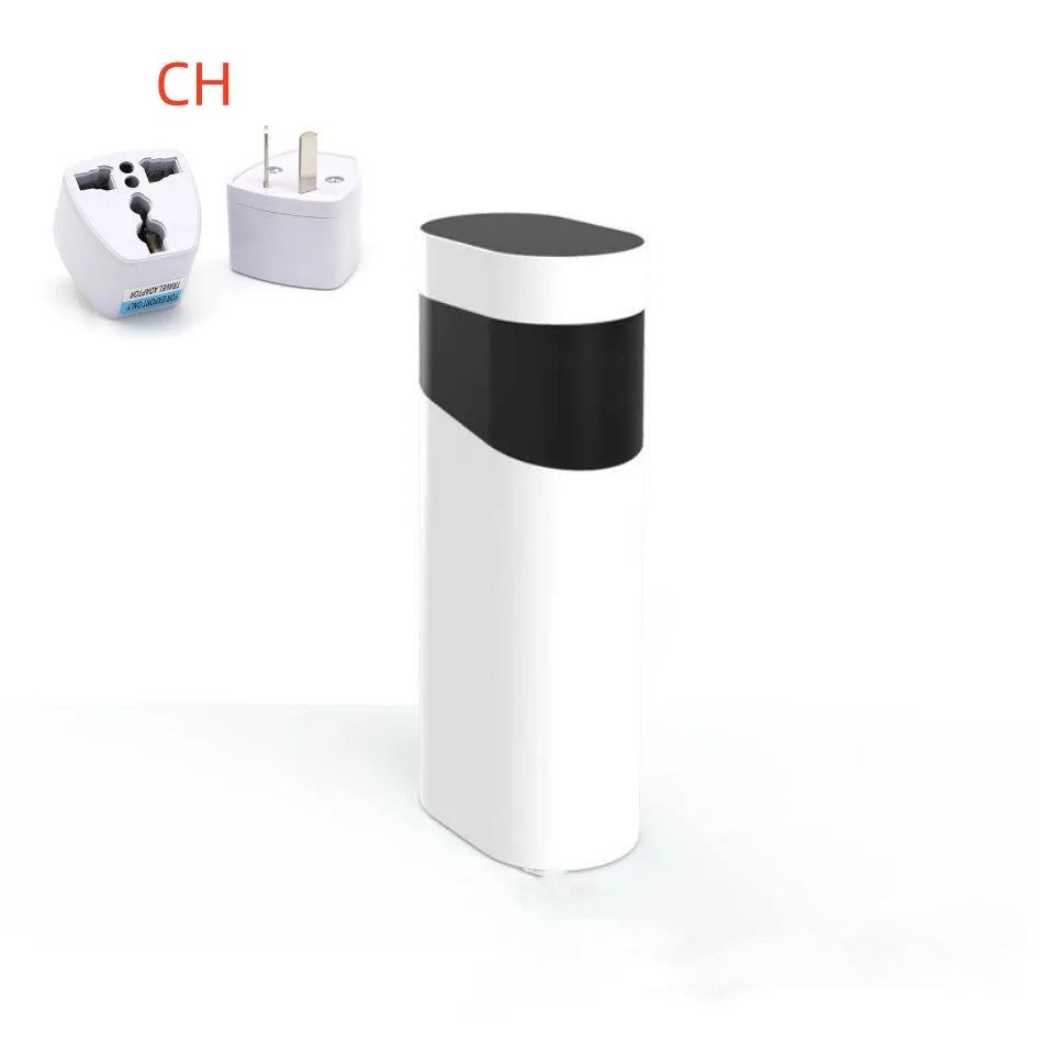 Small black or green desktop instant water dispenser with digital display.
