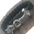 Men's titanium steel bracelet with Nordic rune pendant, animal zodiac motif, steel or gold, 19cm to 25cm