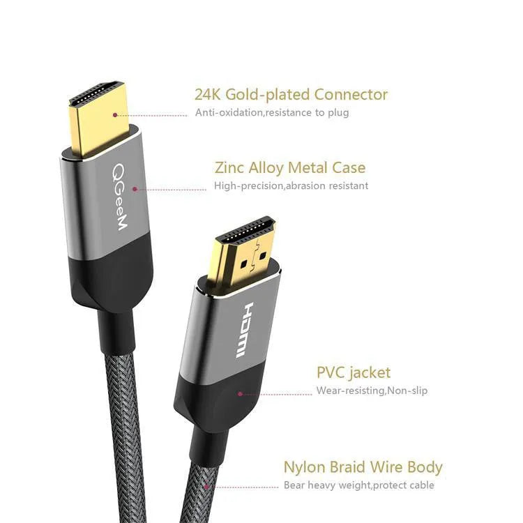HDMI 2.0 4K HD cable with gold-plated connectors in black jacket