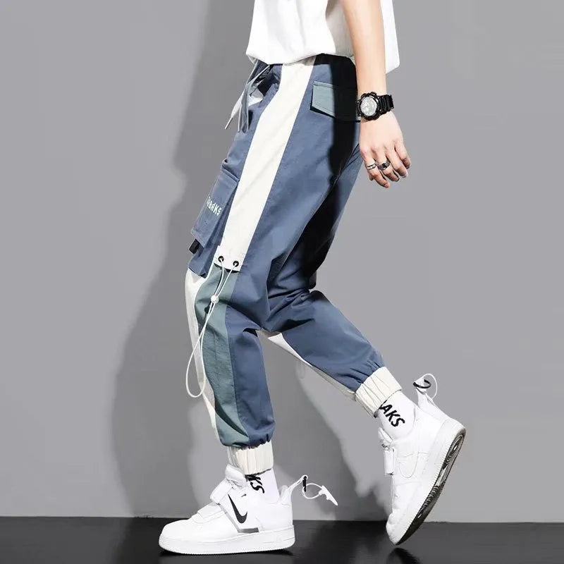 Men's cotton ankle-tied drawstring casual pants in black, skinny fit, non-iron finish