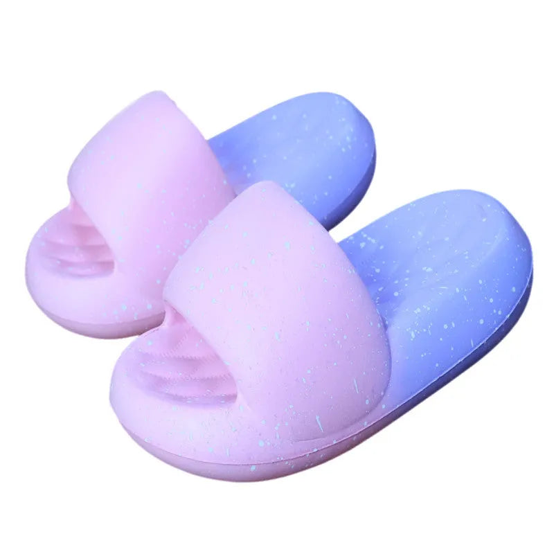 Women's mute toe ring slippers with 5CM heel in starry sky colour, EVA sole, non-slip and deodorant