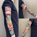 Unisex nylon sun protection ice sleeve in flower arm design with colour options like dragon, crane, and peony