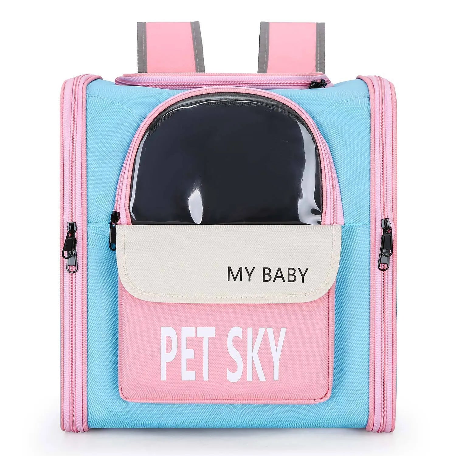 Pet bag outdoor portable backpack breathable Oxford cloth carrier in black
