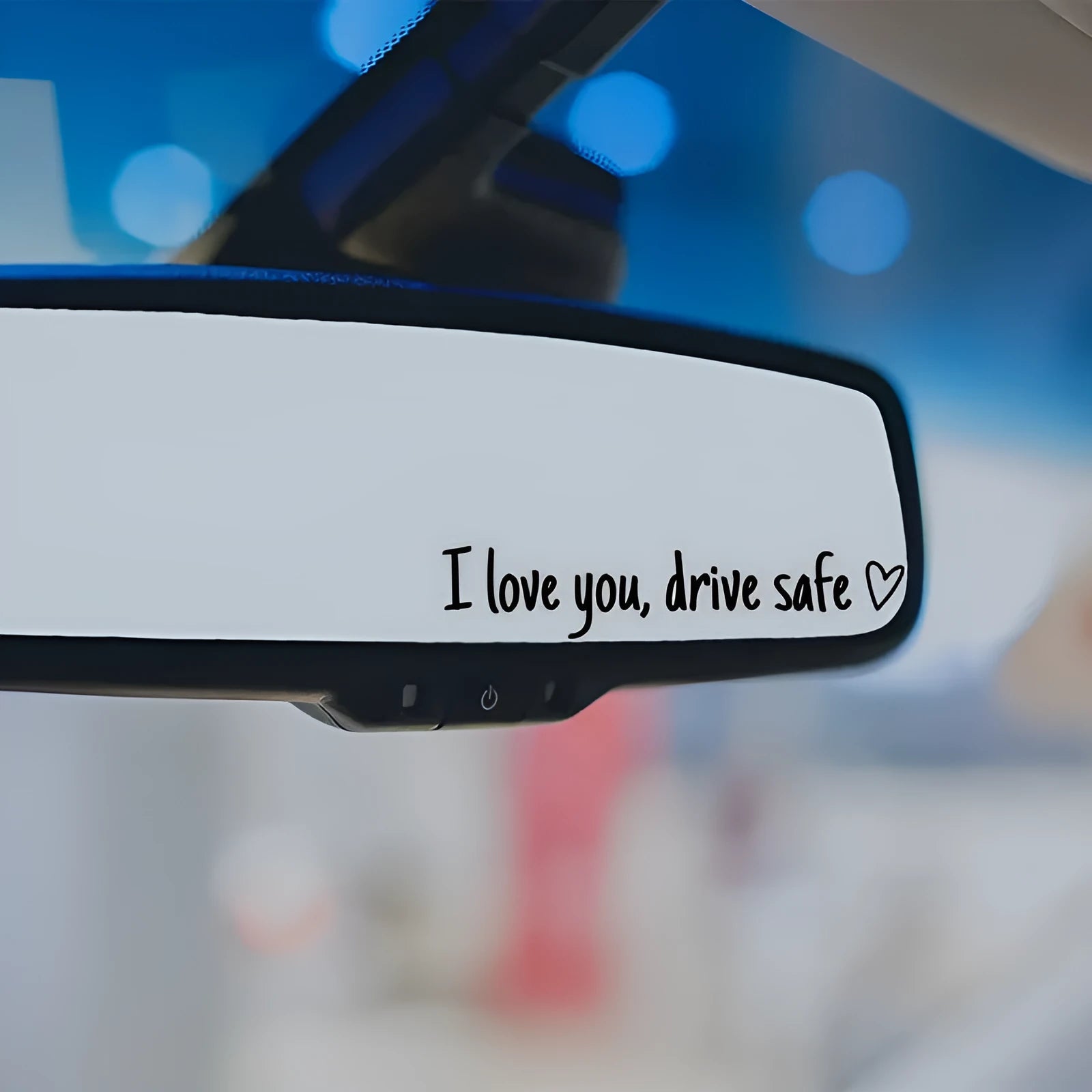 Safe driving waterproof vinyl bumper sticker with love pattern in silver colour on car rearview mirror