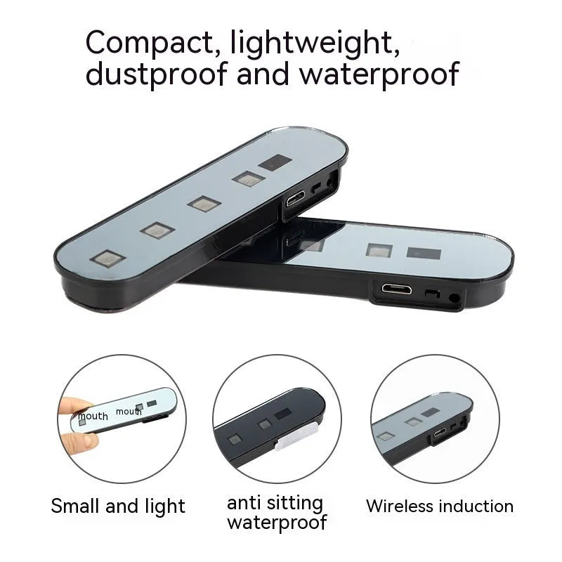 T-type colourful acrylic car door induction lamp with magnetic base attached to vehicle door