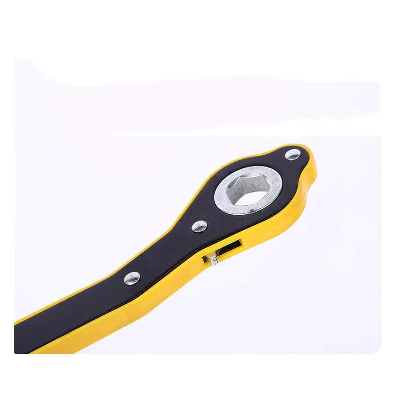 Car jack hand crank wrench in high carbon steel with galvanised metric single head and labor-saving rocker design