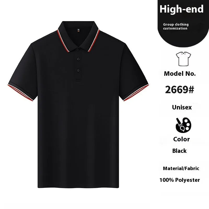 Short sleeve polo shirt in thin fabric showing straight cut fit and available colour options