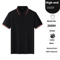 Short sleeve polo shirt in thin fabric showing straight cut fit and available colour options